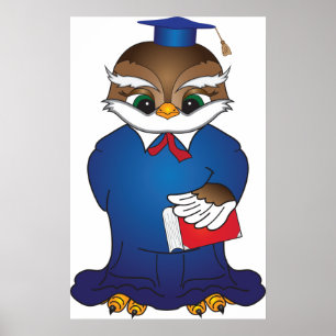 Wise Owl Afstuderen Schattigee Scholar Bird Poster