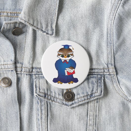 Wise Owl Afstuderen Schattigee Scholar Bird Ronde Button 7,6 Cm