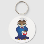 Wise Owl Afstuderen Schattigee Scholar Bird Sleutelhanger (Voorkant)