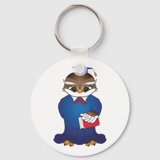 Wise Owl Afstuderen Schattigee Scholar Bird Sleutelhanger (Achterkant)