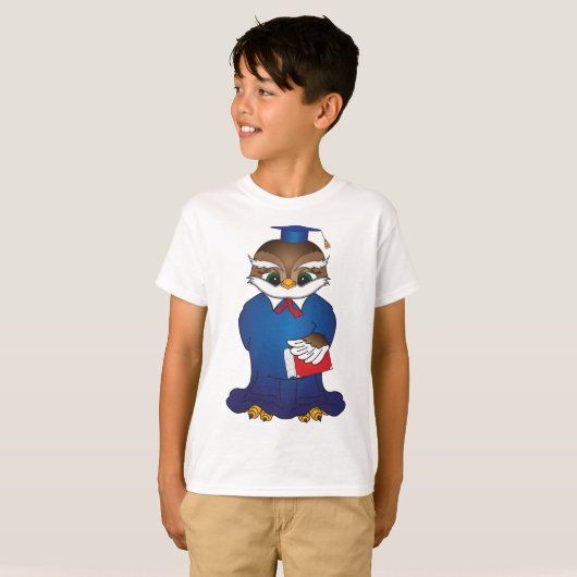 Wise Owl Afstuderen Schattigee Scholar Bird T-shirt (Voorkant volledig)
