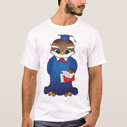 Wise Owl Afstuderen Schattigee Scholar Bird T-shirt (Voorkant)