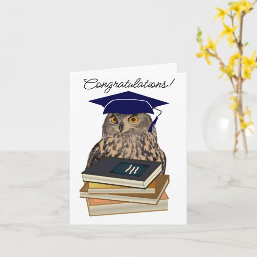 Wise Owl Afstuderen Wenskaart Kaart (Gele Bloem)