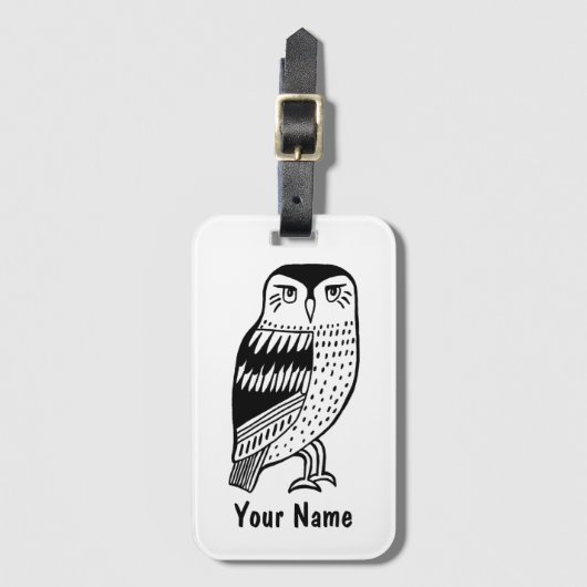 Wise Owl Black op White Luggage Bagagelabel (Voorkant (verticaal))