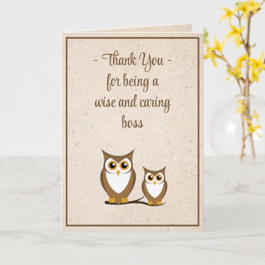 Wise Owl Boss Day Kaart (Gele Bloem)