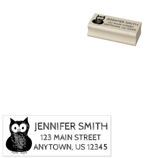 Wise Owl Cartoon Bird Persoonlijk adres Rubberstempel (Gestempeld)