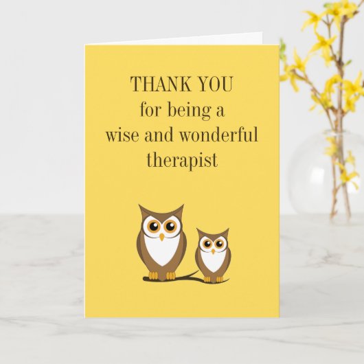 Wise Owl counseling Therapist Bedankt Kaart (Gele Bloem)