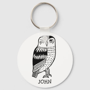 Wise Owl CUSTOM NAME Charming Bird Sleutelhanger