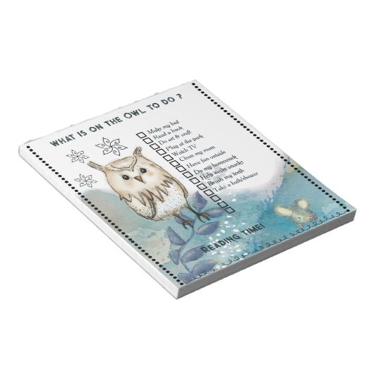 Wise Owl cute mouse Kids Daily Routine Checklist  Notitieblok (Schuin)