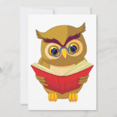 Wise Owl die een Boekenuitnodiging leest Kaart (Voorkant)