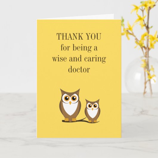 Wise owl dokter bedankt je kaart (Gele Bloem)