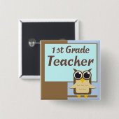 Wise Owl First Grade Teacher Button (Voorkant /achterkant)