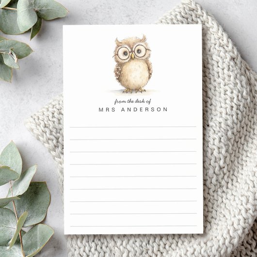 Wise owl from the desk of name lined post-it® notes