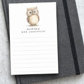 Wise owl from the desk of name lined post-it® notes