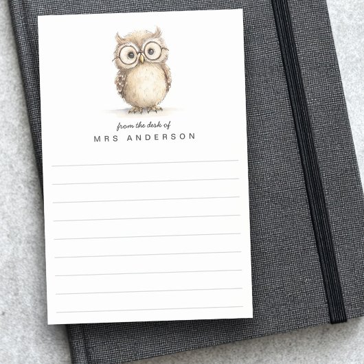 Wise owl from the desk of name lined post-it® notes