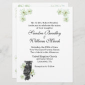Wise Owl Green Flowers Wedding Invitation Kaart (Voorkant / Achterkant)