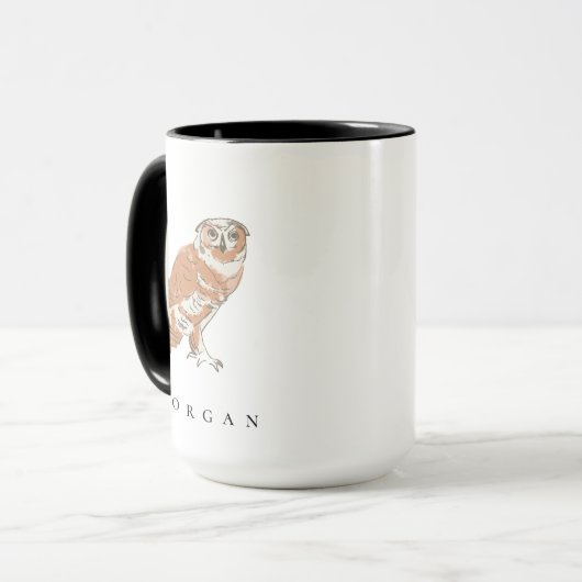 Wise Owl Illustration Personalized Name Custom Mok (Voorkant links)