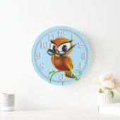 Wise Owl in Spectacles Light Blue Grote Klok (Huis)