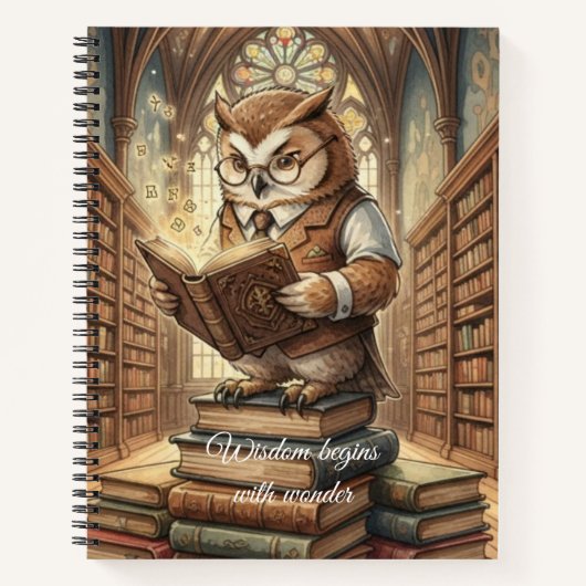 Wise Owl Librarian Vintage Art Notebook Notitieboek (Voorkant)