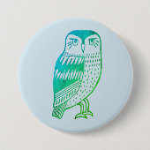 Wise Owl line tekengroen Ronde Button 7,6 Cm (Voorkant)