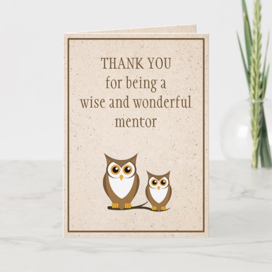 Wise Owl Mentor Hartelijk dank Kaart (Voorkant)
