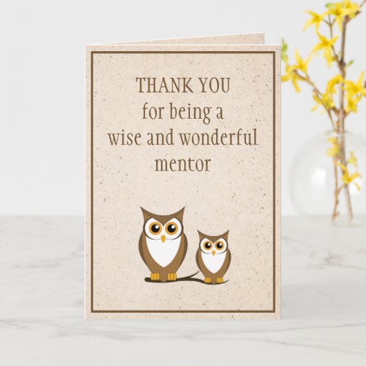 Wise Owl Mentor Hartelijk dank Kaart (Gele Bloem)