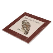  Wise Owl met bruine en Cream Polka Dots Tegeltje (Zijkant)