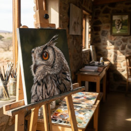 Wise Owl Painting Large Canvas Afdruk