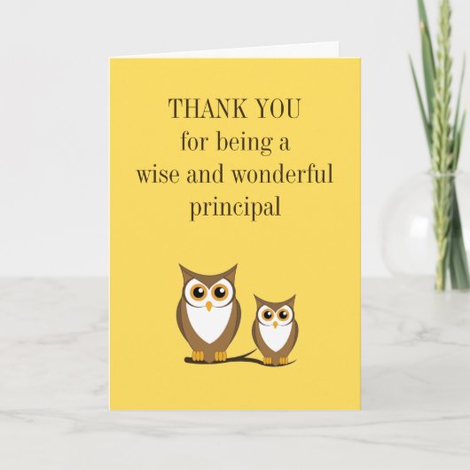 Wise owl principal bedankt kaart (Voorkant)