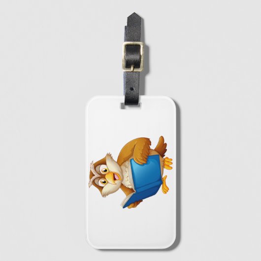 Wise Owl Reading Book Bagagelabel (Voorkant (verticaal))