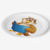 Wise Owl Reading Book Papieren Bordje (Gekanteld)