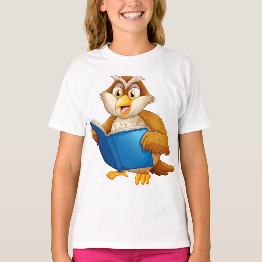 Wise Owl Reading Book T-shirt (Voorkant)
