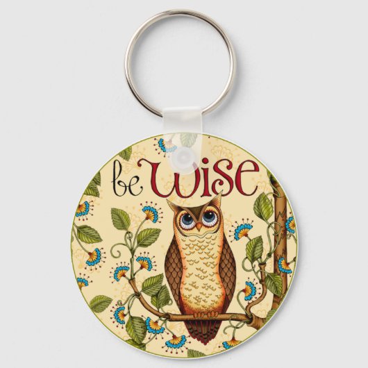 Wise Owl- Round Sleutelhanger (Voorkant)
