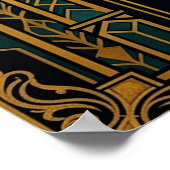 Wise Owl Silhouette Art Deco Midnight Gold Poster (Hoek)