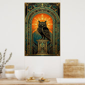 Wise Owl Silhouette Art Deco Midnight Gold Poster (Keuken)