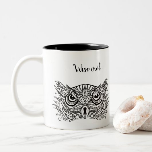 Wise owl tweekleurige koffiemok (Met donut)