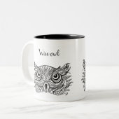 Wise owl tweekleurige koffiemok (Voorkant links)