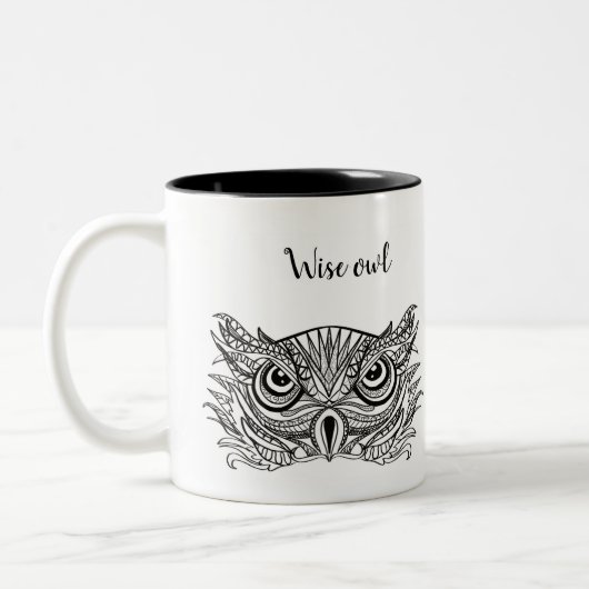 Wise owl tweekleurige koffiemok (Links)