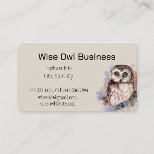 Wise Owl Waterverf Bird Logo Custom Visitekaartje