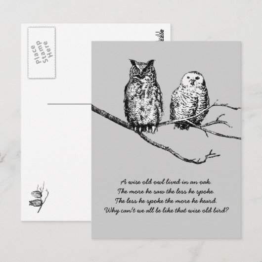 Wise Owl Wisdom Briefkaart (Voorkant / Achterkant)