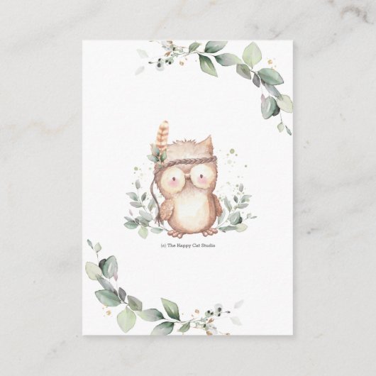 Wise Owl Woodland Greenery Kransboeken voor Baby Informatiekaartje (Achterkant)