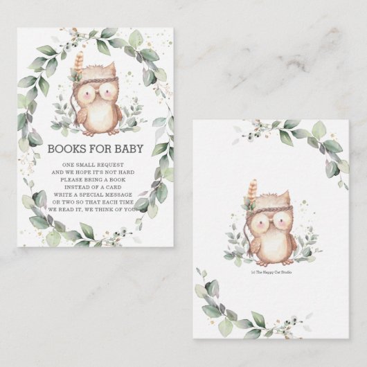 Wise Owl Woodland Greenery Kransboeken voor Baby Informatiekaartje (Voorkant / Achterkant)