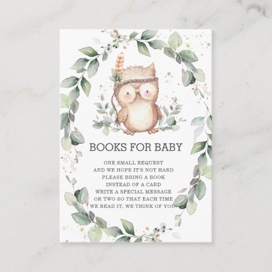 Wise Owl Woodland Greenery Kransboeken voor Baby Informatiekaartje (Voorkant)