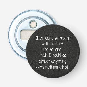 Wise Quote on Black Leather Button Flesopener