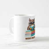 Wise Reader Owl Coffee Mok Gift (Voorkant links)