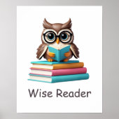 Wise Reader Owl Woodland Nursery Poster (Voorkant)