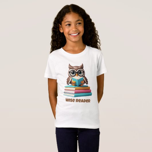 Wise Reader Uil Kinder Lezen Shirt (Voorkant volledig)