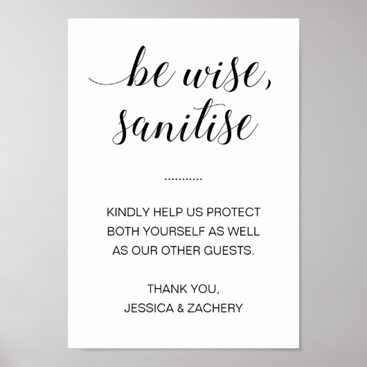 Wise Sanitize Hand Sanitiser Wedding Poster (Voorkant)