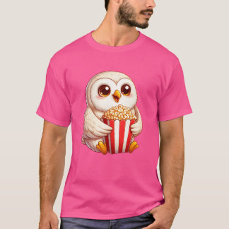 Wise Snow Owl Popcorn Movie Night friends T-shirt