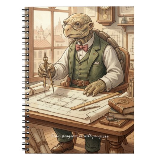 Wise Turtle Architect Vintage Watercolor Academic  Notitieboek (Voorkant)